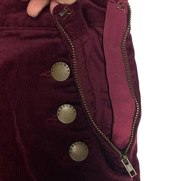 Mod Cloth Madison Corduroy Burgundy Wide Leg Pants Size Small - Picture 9 of 15